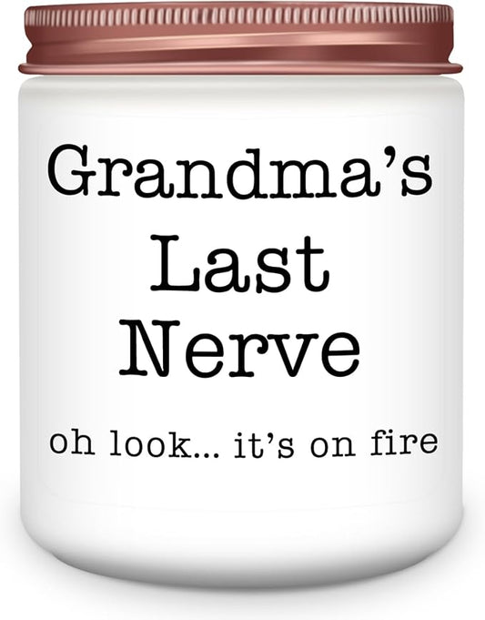 Homsolver Gifts for Grandma from Granddaughter Grandson, Christmas, Birthday, Mother and Grandparents Day, Lavender Scented Candles, Grandma’s Last Nerve