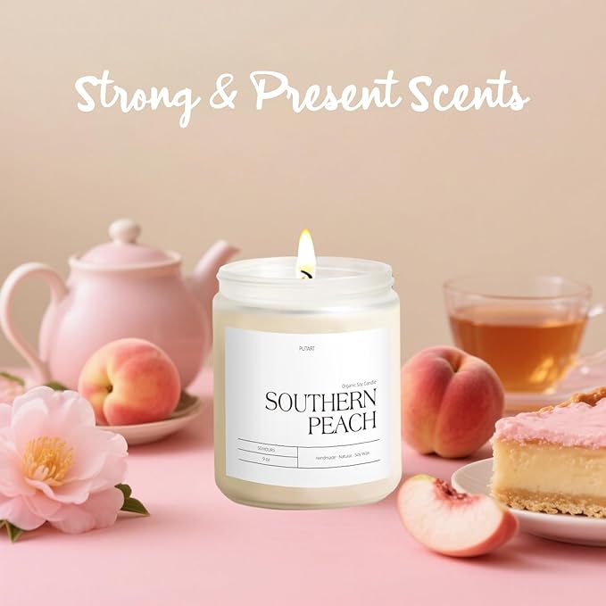 Peach Scented Candles for Home, 9oz Natural Soy Wax Aromatherapy Organic Peach Candle for Stress Relief, Long Burning & Lasting Jar Candle Gifts for Halloween, Birthday, Christmas, Thanksgiving - Bloomnest
