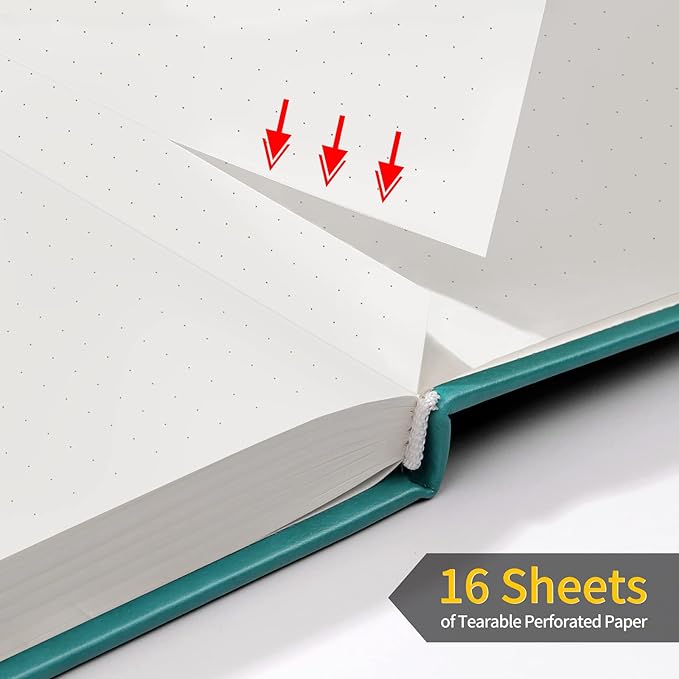 Annecy Numbered Bullet Dotted Journal Notebook, Medium 5.5x 8.25, 160 Pages 100GSM Writing Paper, A5 Turquoise Faux Leather Cover with Pen Loop - Bloomnest