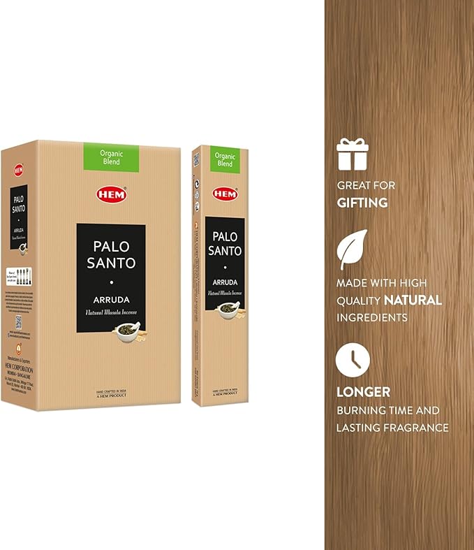 Hem Palo Santo Masala Incense Sticks | Natural Fragrance of Sandalwood for Positivity | Smudge Healing Incense for Stress Relief & Cleansing | Gift Set - Pack of 12 (15 GMS Each) HEM