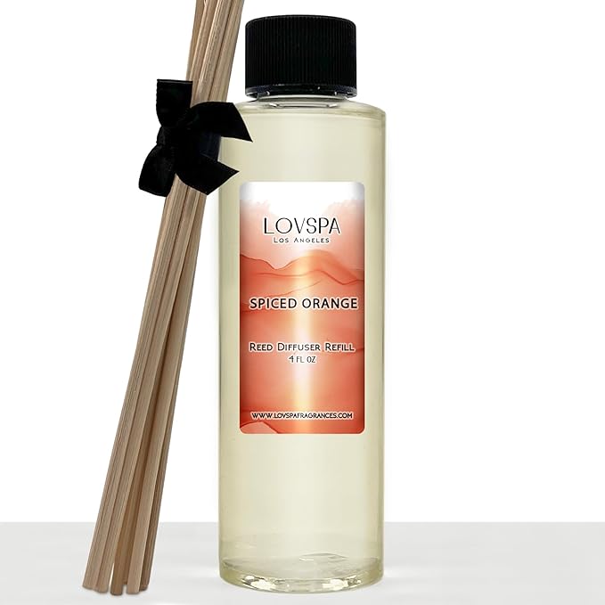 LOVSPA Spiced Orange Diffuser Oil - Holiday Essential Oils for Diffuser Refill & Air Freshener Room Spray - Long-Lasting & Natural Home Fragrance, Scented Oil for Diffusers, USA Made, 4oz - Bloomnest