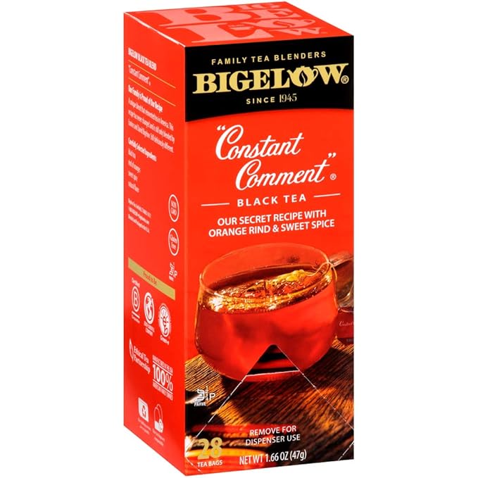 Bigelow Constant Comment Tea 28-Count Box (Pack of 1) Spiced Premium Black Tea with Orange Peel Antioxidant-Rich Full Caffeine Black Tea in Foil-Wrapped Bags - Bloomnest
