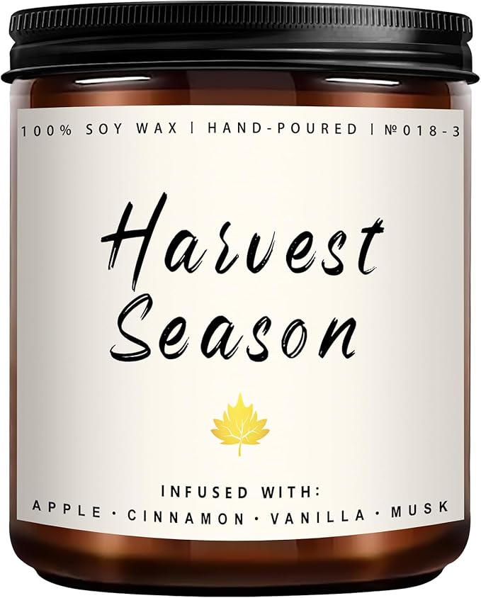Fall Candle - Harvest Season Scented Candle, Fall Soy Candles for Home Decor, 7 oz Natural Soy Wax – Long-Lasting Autumn Candles, Aromatherapy Gift for Women & Thanksgiving, 7oz - Bloomnest