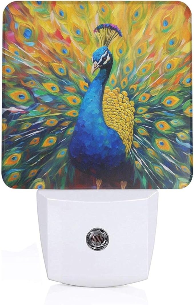Led Night Light, Abstract Peacock Decorative Plug in Nightlights,with Smart Auto Dusk to Dawn Night Light for Bedroom, Kitchen, Nursery, Bathroom - Bloomnest