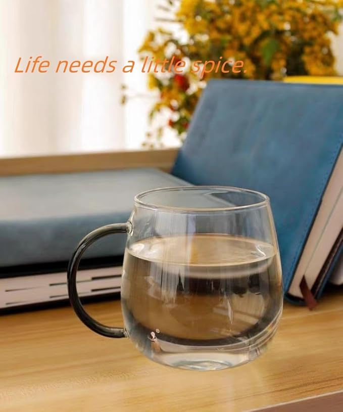 Clear Glass Mug with Handle, Dark Green Handle 16 oz, High Borosilicate Glass Mug for Large Glass Coffee Mugs with Handle, Drinking Mugs with Handle, or as a gift!… - Bloomnest