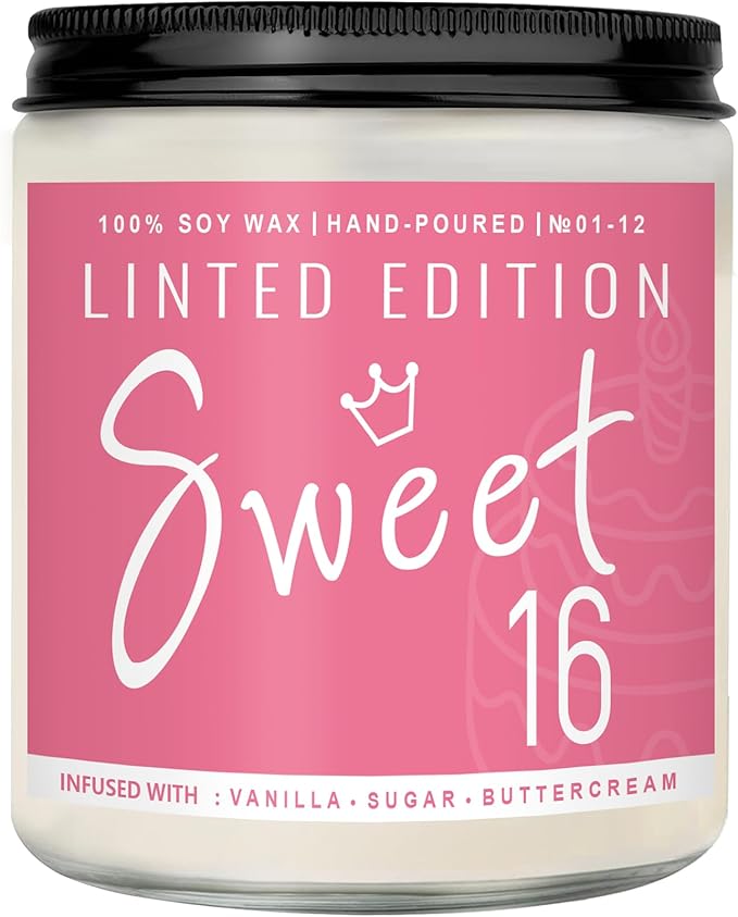 16th Birthday Gifts for Women, Perfect Birthday Present, Funny Presents for Mom, Friends, Wife, Sister, 7oz Vanilla Cream-Scented Candle - Bloomnest