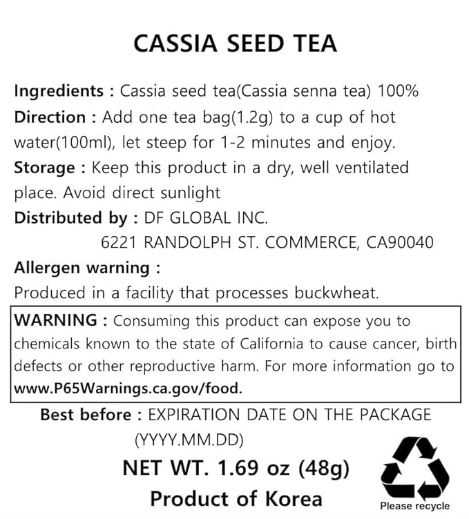 Damtuh Cassia Seed Tea – Traditional Korean Herbal Tea, Smooth & Caffeine-Free, 40 Tea Bags (1.2g each) - Bloomnest