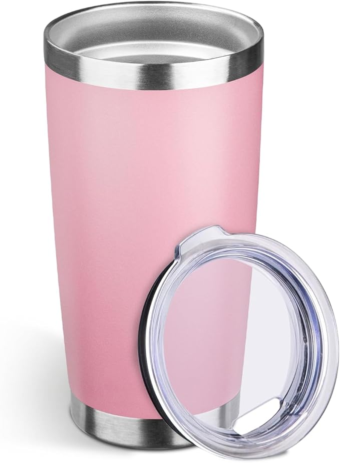 StarSpeed 20oz Tumbler Bulk with Lid, Stainless Steel Insulated Tumblers Double Wall Vacuum Insulated Travel Mug, Powder Coated Coffee Cups for Hot and Cold Drinks(Lght Pink,1) - Bloomnest