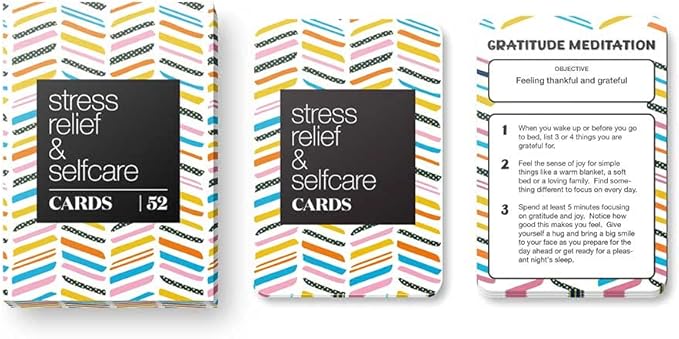 Allura & Arcia 52 Stress Less & Self Care Cards - Mindfulness & Meditation Exercises - Anxiety Relief & Relaxation - Bloomnest