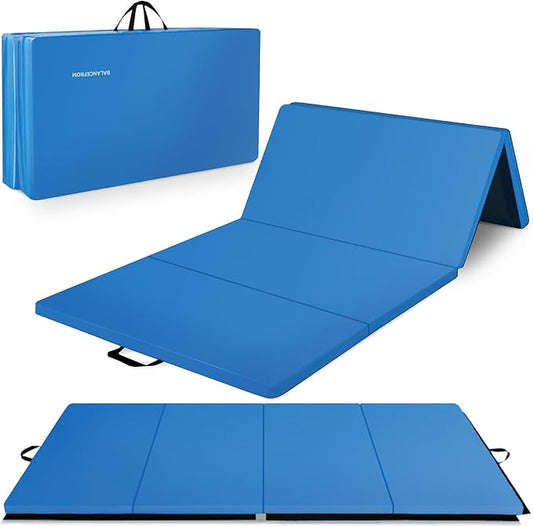 BalanceFrom 10x4 Feet 4-Panel Folding Gymnastics Mat – 2-Inch Thick Pad with Vinyl Surface and Carrying Handles for Tumbling, Yoga, Pilates, Home Workouts, and Martial Arts - Bloomnest