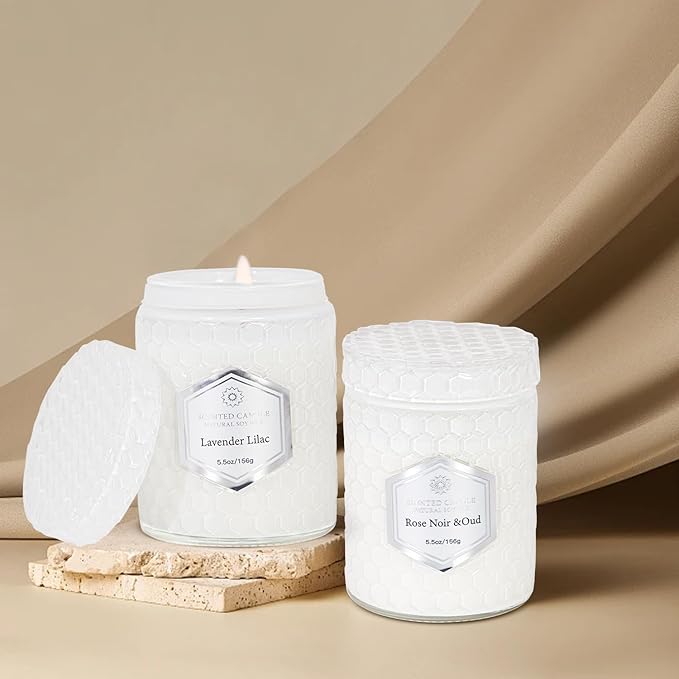 6 Pack Aromatherapy Candles for Home Scented, Gifts Set for Women, Natural Soy Wax Jar, 33 oz 240 Hour Long Lasting, for Birthday, Valentine's Day, White - Bloomnest