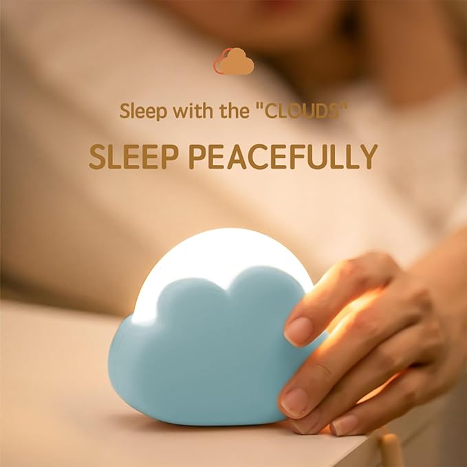 Portable LED Night Light, Cute Cloud Mini Desk Lamp with 4 Working Modes, Rechargeable Kids Night Light for Camping, Bedside Lamp for Bedroom Nightlights [with Wrist Strap] [with USB Cable] - Bloomnest