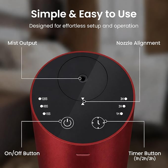 LiteMist Cold Air Essential Oil Diffuser – Waterless Nebulizing Aroma Diffuser, USB-C Cordless 2000mAh Battery, Aluminum Portable Scent Diffuser for Home Office Car, 0.7oz / 20ml - Bloomnest