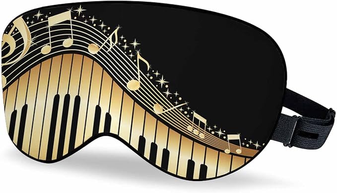 Piano Note Sleep Eye Mask Music Instrument Melodic Letter Twinkle Men Women Sleep Mask with Adjustable Strap Eye Cover Eye Shade for Travel, Nap,Meditation - Bloomnest