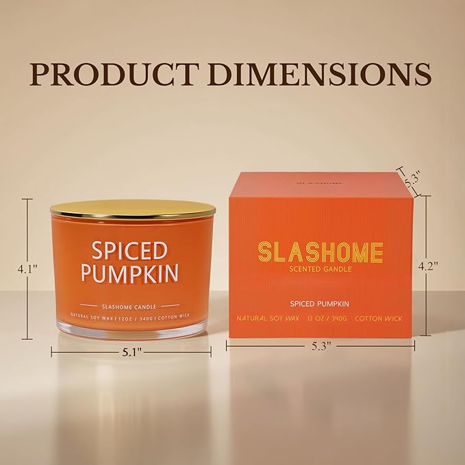 Pumpkin Spice Fall Candle, Large 3 Wick 12oz Luxury Candle, Elegant Autumn Gift for Women & Men, 60+ Hour Burn Time & Non-Toxic, Cozy Fall & Halloween Home Decor - Bloomnest