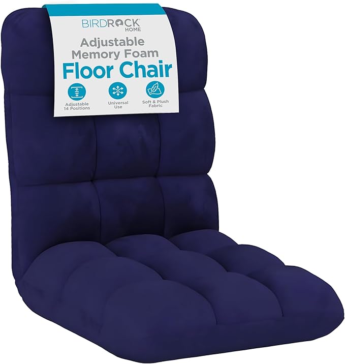 BIRDROCK HOME Adjustable Memory Foam Floor Chair - Ideal for Gaming, Reading, Meditation - Comfortable and Versatile - Suitable for Kids and Teenagers - Comfy Foldable Floor Seat - Blue - Bloomnest