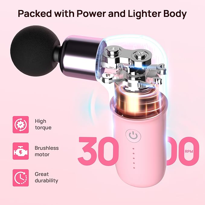 Super Mini Massage Gun, Deep Tissues Percussion Muscle Massager, Compact Sports Travel Massage Gun, Portable Massager Gun for Gifts for her him, Pink - Bloomnest