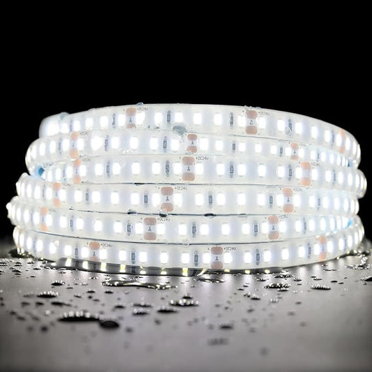 SuperlightingLED DC24V LED Tape 6000K Sauna Lights for inside Sauna, Flexible High Temperature Rated & IP68 LED Strip Light Water-submersible, 600 LEDs Bright & 5m 16.4ft Long (6000K Daylight White)