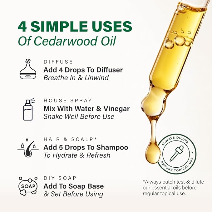 KUKKA Cedarwood Essential Oils - 4 Fl Oz - for Hair, Skin, Diffuser, Aromatherapy & DIY Soap Making Scent (Pack of 2) - Bloomnest