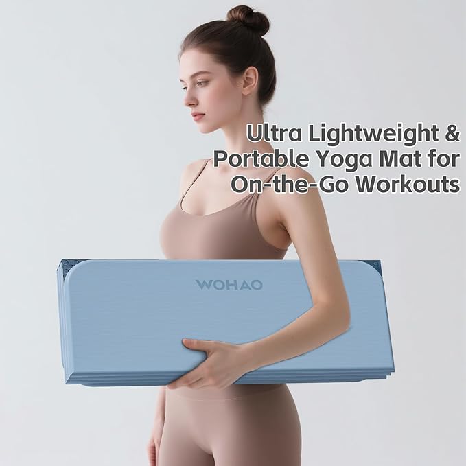 7-Fold Yoga Mat 70"x24" - 1/2 Inch Thick Folding Exercise Mat, Compact Non-Slip TPE Mat for Travel, Storage, Yoga & Home Gym, Lightweight & Portable - Bloomnest