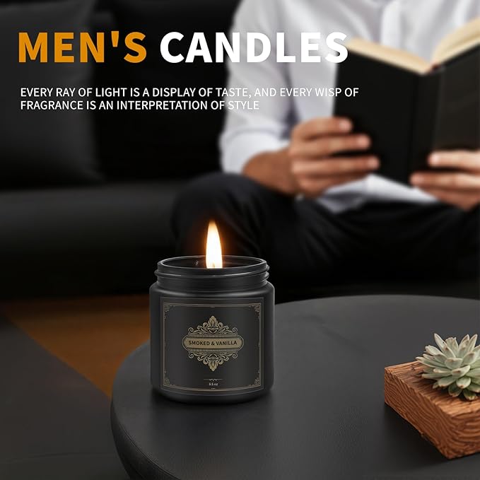 Gifts for Men,6 Pack Scented Candles for Men, Scented Candles Set Soy Candles for Home Him,Father's Day Gifts, Scents of Rosemary/Fresh Rose/Cedar Teak/Grapefruit/Rose & Pomegranate Berry/Fig - Bloomnest