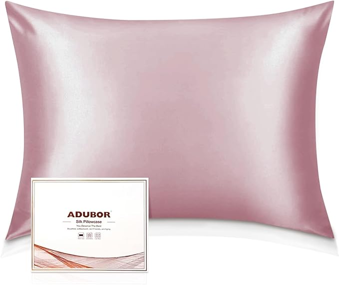 Adubor 100% Silk Pillowcase - Mulberry Silk Pillow Cases, 23 Momme 6A Grade Fibers, Silk Pillow Case for Hair and Skin Health, with Hidden Zipper (King 20''×36'', Medium Pink, 1PC) - Bloomnest