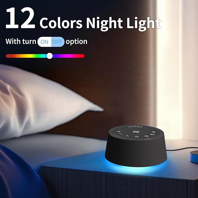 SoundLegend White Noise Sleep Sound Machines 30 Sounds 12 Colors Light 32-Level Volume 5 Timers for Home Travel Gift Adjustable Brightness Memory Function Compact