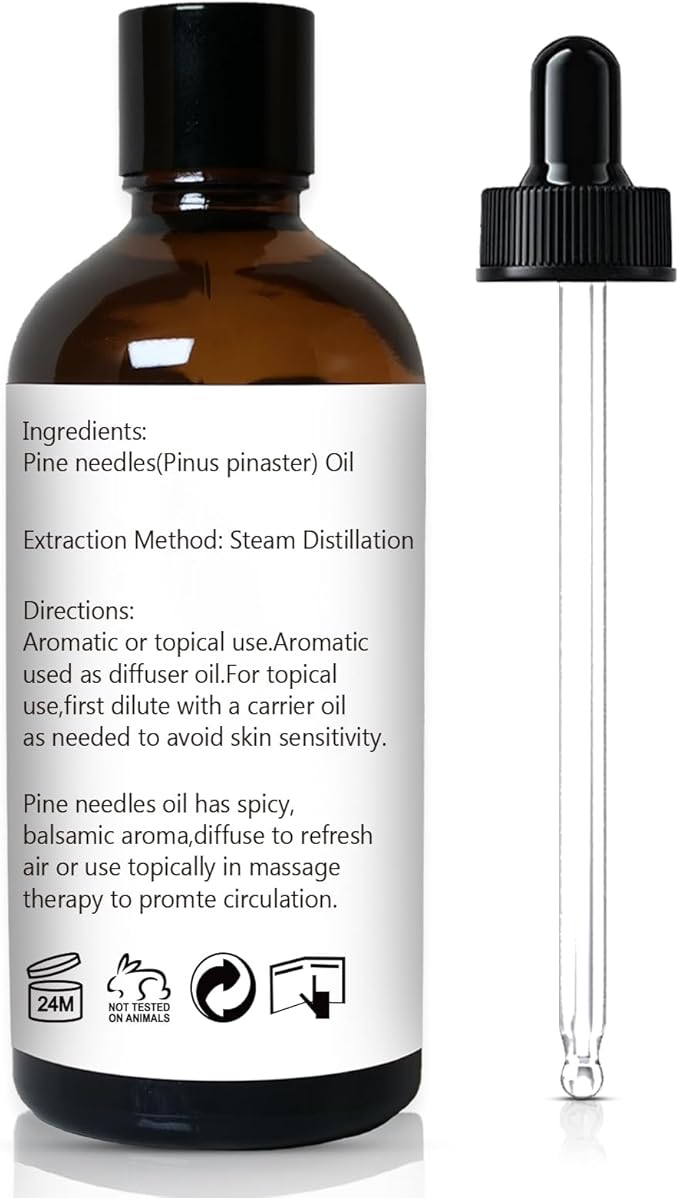 Pine Needle Essential Oil 3.38 Oz - 100% Pure & Natural Pine Oil for Diffuser, Skin, Massage & Aromatherapy - Fresh Pinus Essential Oils Fragrance - Bloomnest