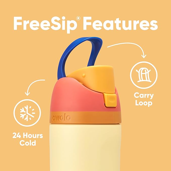 Owala Kids FreeSip Insulated Stainless Steel Water Bottle with Straw for Sports, Travel, and School, BPA-Free Sports Water Bottle, 16 oz, Misty Horizon Owala
