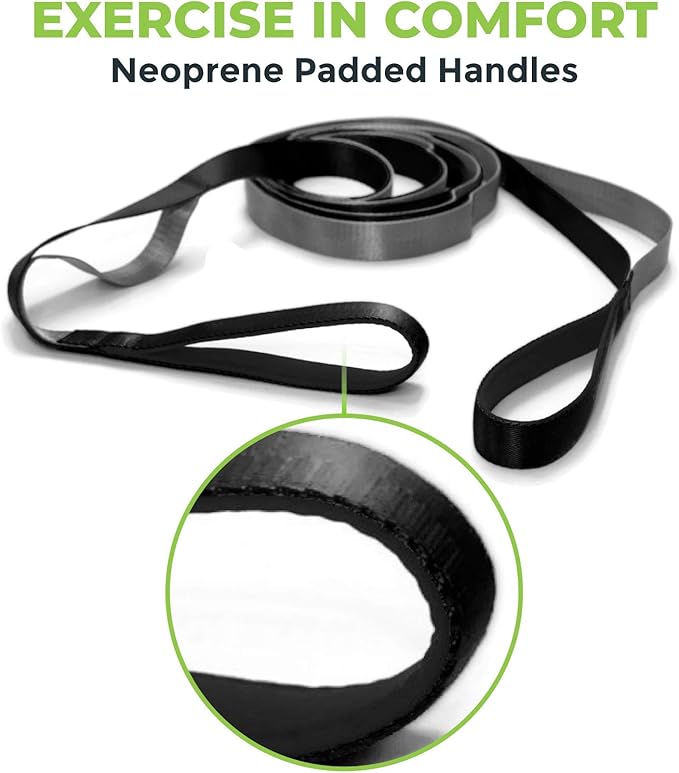 Gradient Fitness Stretching Strap for Physical Therapy, 12 Multi-Loop Stretch Strap 1" W x 8' L, Neoprene Handles, Physical Therapy Equipment, Yoga Straps for Stretching, Leg Stretcher. - Bloomnest