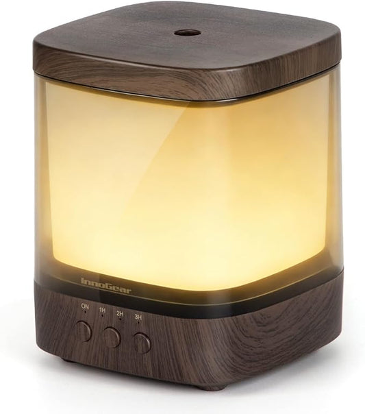 InnoGear Diffusers for Essential Oils, 300ml Oil Diffuser Aromatherapy Diffusers Aroma Ultrasonic Cool Mist Humidifier 4 Timers Color Changing Lights Auto-Off, Brown - Bloomnest