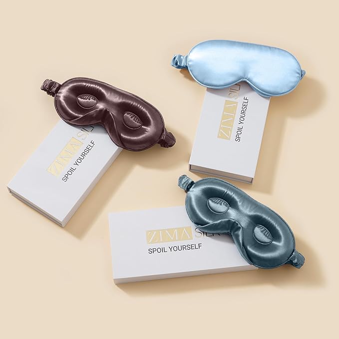 ZIMASILK Adjustable 22 Momme 100% Mulberry Silk Sleep Mask, Upgraded 3D Contoured Cup Eye Mask for Sleeping, Super Soft & Breathable Blindfold, Blackout for Deep Sleeping (Gray Purple) - Bloomnest