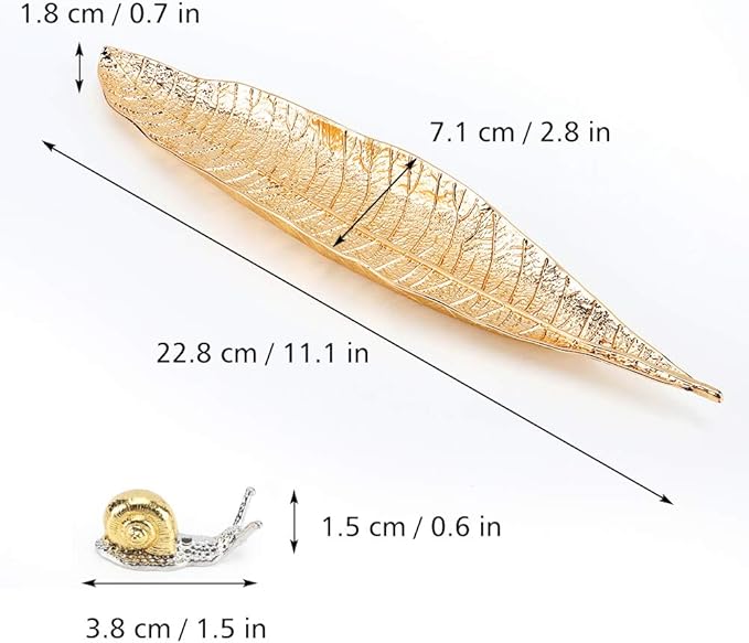 Accmor Incense Holder Set, Leaf and Snail Incense Burner, Incense Ash Catcher, Incense Sticks Holder for Counters, Meditation Room, Yoga, Home, Office, Gold - Bloomnest