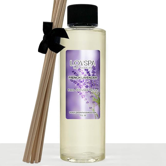 LOVSPA French Lavender Diffuser Oil - Luxury Essential Oils for Diffuser Refill & Air Freshener Room Spray - Long-Lasting & Natural Home Fragrance, Scented Oil for Diffusers, USA Made, 4oz - Bloomnest