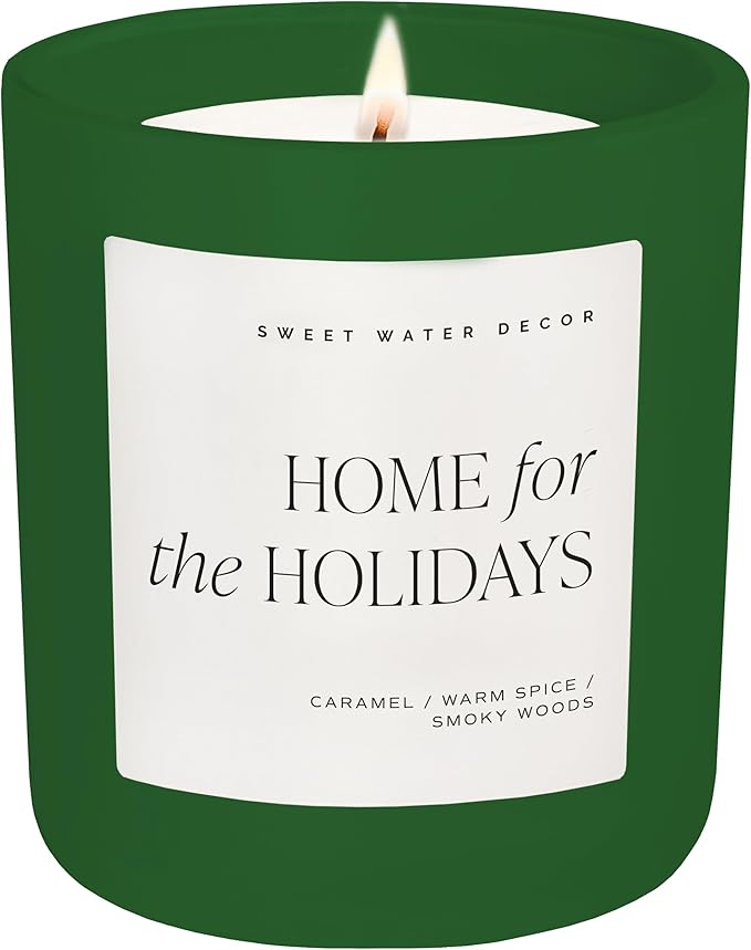 Sweet Water Decor Home for The Holidays Christmas Scented Candles - Christmas Stocking Stuffers Soy Candles Clove Scent - Christmas Candles with 70 Hours Burn Time - 15Oz Green Matte Jar Wax Candles - Bloomnest