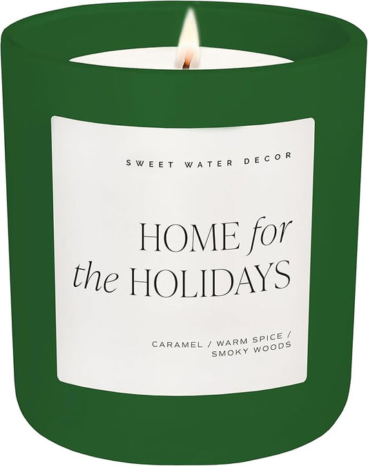 Sweet Water Decor Home for The Holidays Christmas Scented Candles - Christmas Stocking Stuffers Soy Candles Clove Scent - Christmas Candles with 70 Hours Burn Time - 15Oz Green Matte Jar Wax Candles - Bloomnest