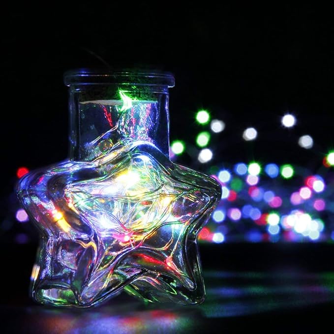 MUMUXI 20 Pack 3.3ft Fairy Lights Battery Operated String Lights, Mini LED Battery Powered Colored Waterproof Indoor Silver Wire Firefly Mason Jar Decor, Multicolor - Bloomnest