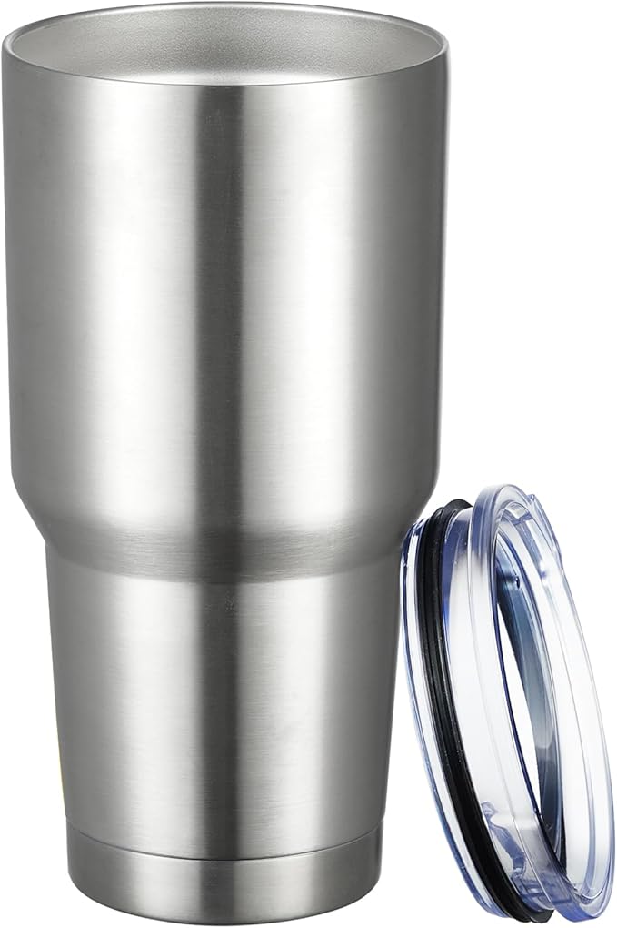MEWAY 30oz Tumbler Double Wall Vacuum Insulated Travel Mug, Stainless Steel Tumbler with Lid, Durable Powder Coated Insulated Coffee Cup for Cold & Hot Drinks (Silver,1 PACK) - Bloomnest