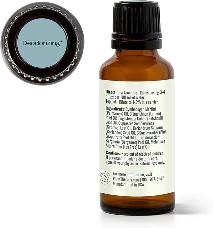 Plant Therapy Deodorizing Essential Oil Blend 30 mL (1 oz) 100% Pure, Undiluted, Therapeutic Grade PlantTherapy