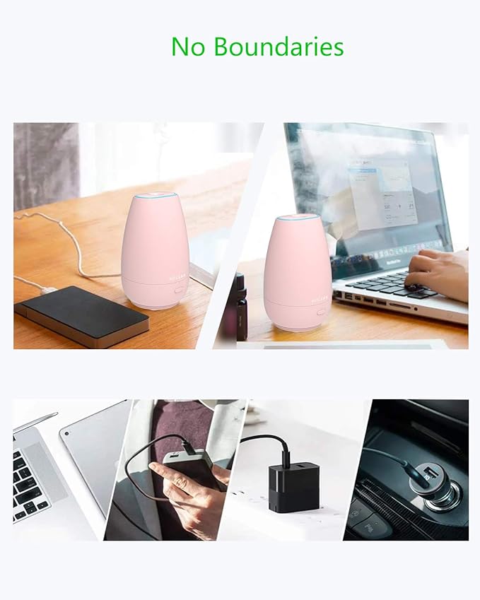 SOICARE Car Diffuser,Small Portable Car Essential Oil Diffuser with Built-in USB Cable,Mini Aromatherapy Diffuser for Travel/Office/Home (Pink) - Bloomnest