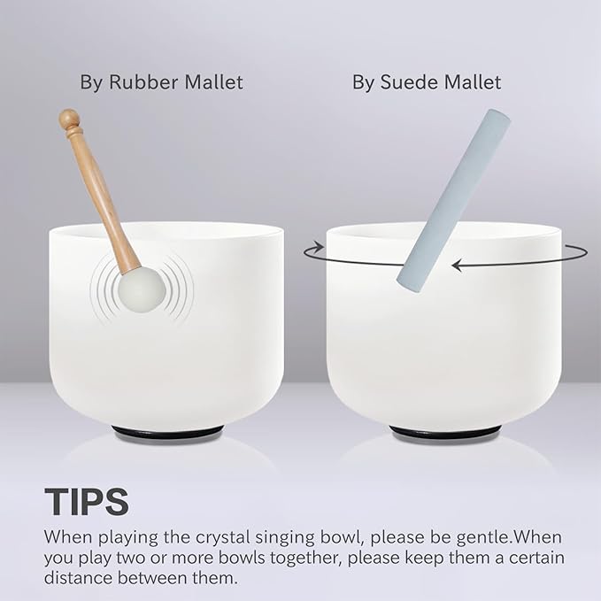 CVNC 432HZ 7-12 Inch Set Of 7 Pcs Frosted Quartz Crystal Singing Bowls With 2 Pcs Carrying Case bag Sound Healing - Bloomnest