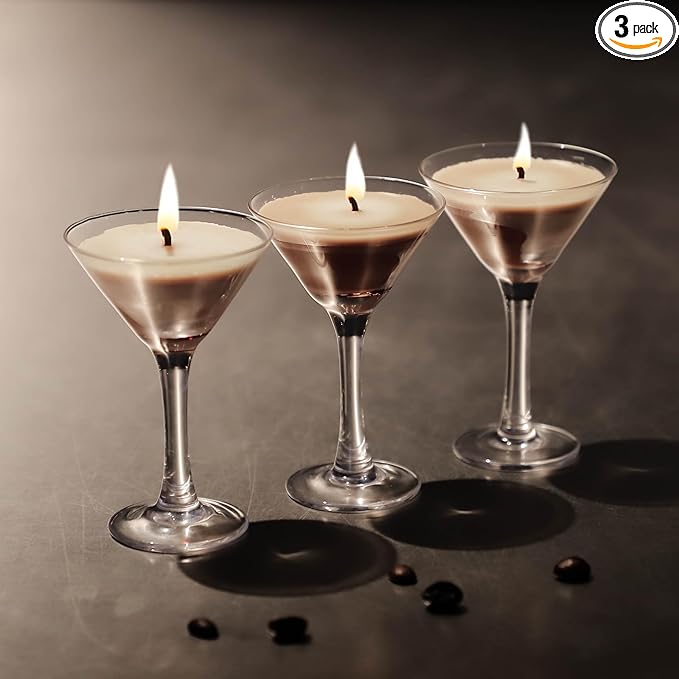 Mini Espresso Martini Candle Gift Set for Women Men, Decorative Coffee Scented Soy Wax Aromatherapy Candles in Glass for Coffee Bar Party Birthday Bridal Shower, Home Decor, Pack of 3 - Bloomnest