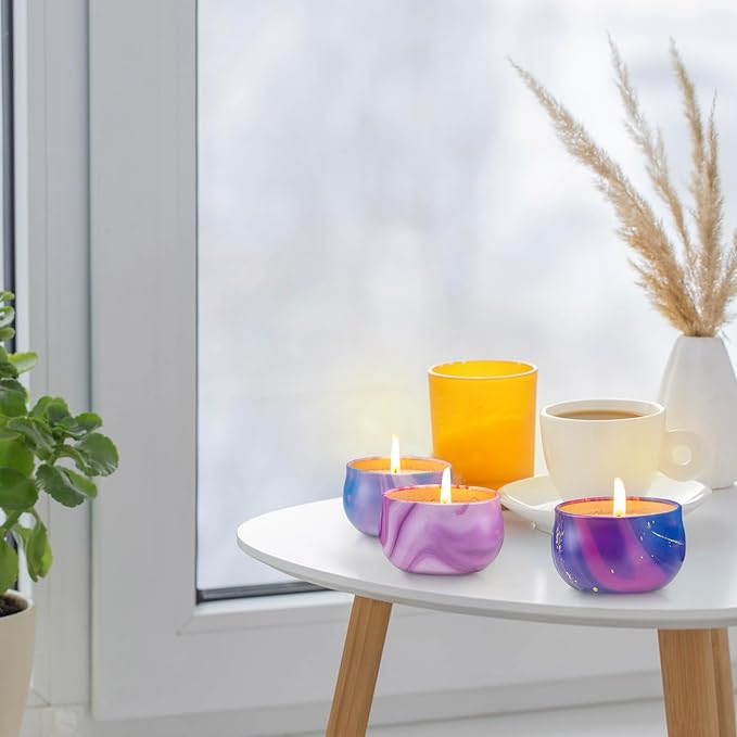 Hausware 3 Pack Scented Candles, 2.5 oz Aromatherapy Candles with Floral Scents,Soy Candles Set with 72H Burning Time,Ideal Gift for Womens(Lemon+Sage+Peony&Cherry Blossom) - Bloomnest