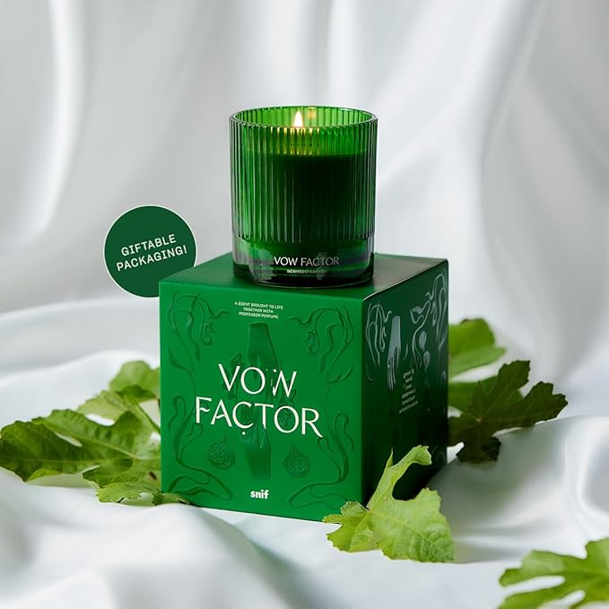 Vow Factor Luxury Scented Candle by Snif, Floral and Citrus Scent, 50+ Hours, 100% Cotton Fiber Wicks, Soy Wax Blend, Non-Toxic, Vegan, 8.5 oz - Bloomnest