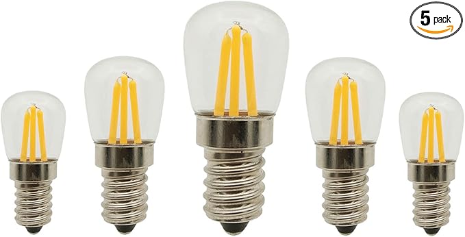 4W E12 LED Filament T20 Night Light Bulb,3000K Warm White LED Salt Lamp Bulbs, 110V Dimmable,Equivalent 40 Watt Light Bulbs E12 Candelabra Base Salt Lamp Light Bulb,Pack of 5 - Bloomnest