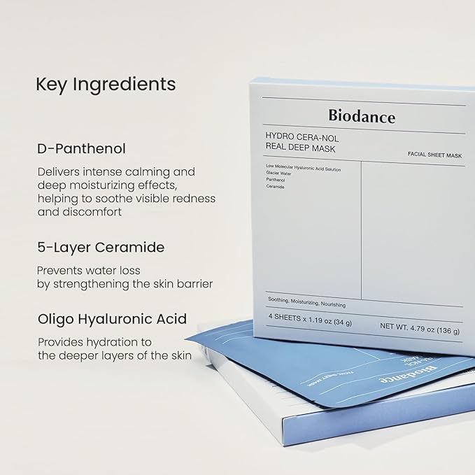 BIODANCE Repair Calming Mask Duo Set: Ceramide Panthenol & Sea Kelp Real Deep Mask, Hydrating, Calming, Soothing Face Mask for Sensitive Skin, Korean Skin Care, Valentines Day Gifts for Her - Bloomnest