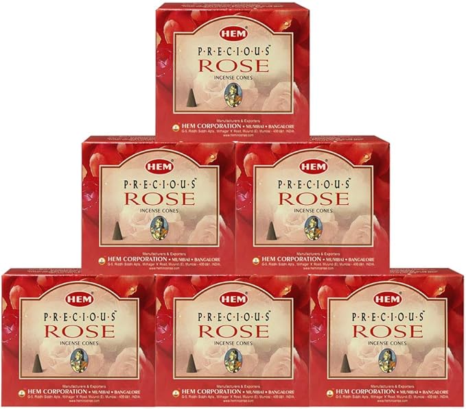 TRUMIRI Incense Cone Holder Bundle with Hem Precious Rose Incense Cones - Pack of 6 (Approx 60 Cones) TRUMIRI
