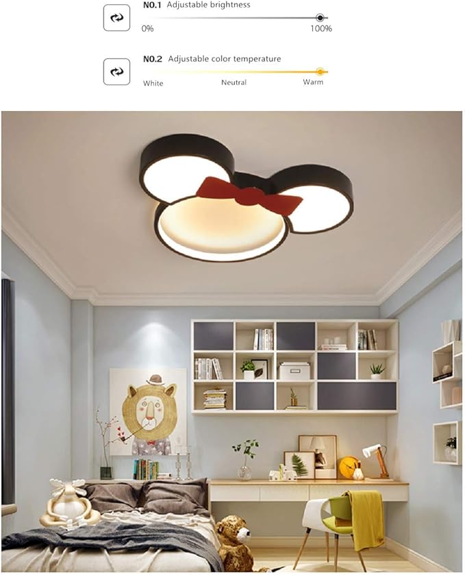 Acrylic Dimmable LED Ceiling Light Cute Cartoon Mouse Head Shape Modern Flush Mount Light Fixtures for Girls Room Kids Room Children's Room Bedroom - Stepless Dimming - Bloomnest