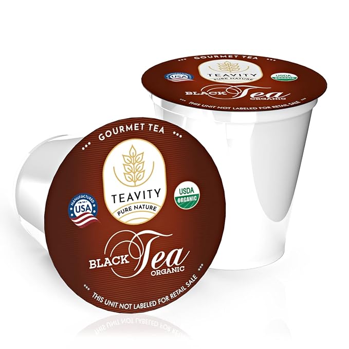 Teavity Organic Black Tea Pods for Keurig - Premium Unsweetened, Naturally Caffeinated Tea for KCup - Hot or Iced (36 Pods) - Bloomnest