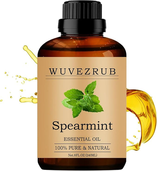 Spearmint Essential Oil 240ML - 100% Pure and Natural for Aromatherapy Diffuser - 8 Fl Oz WUVEZRUB